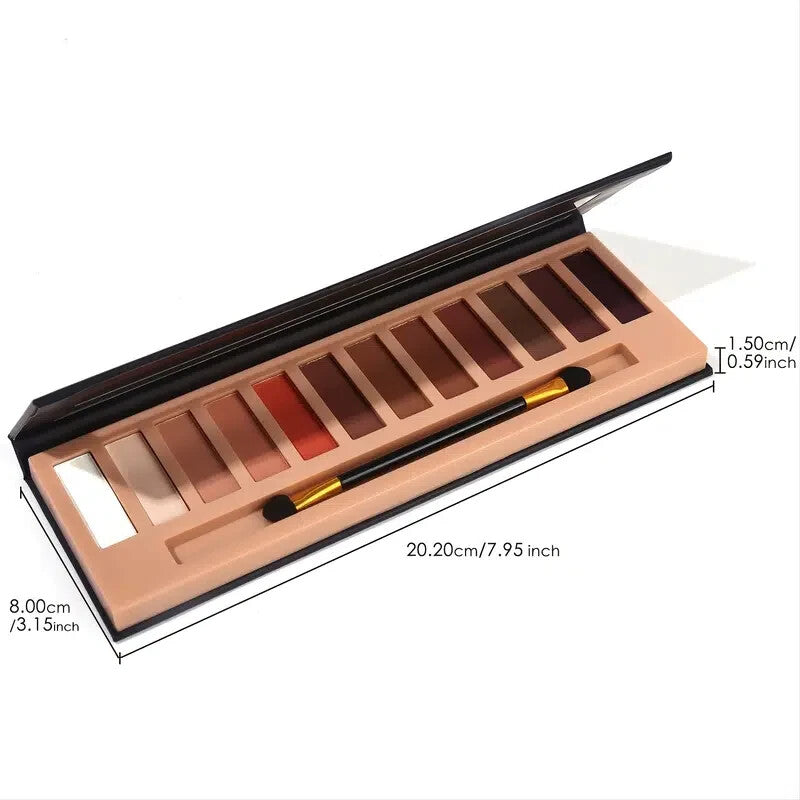 12-Color Matte Eyeshadow Palette with Brush - Eye Makeup Kit