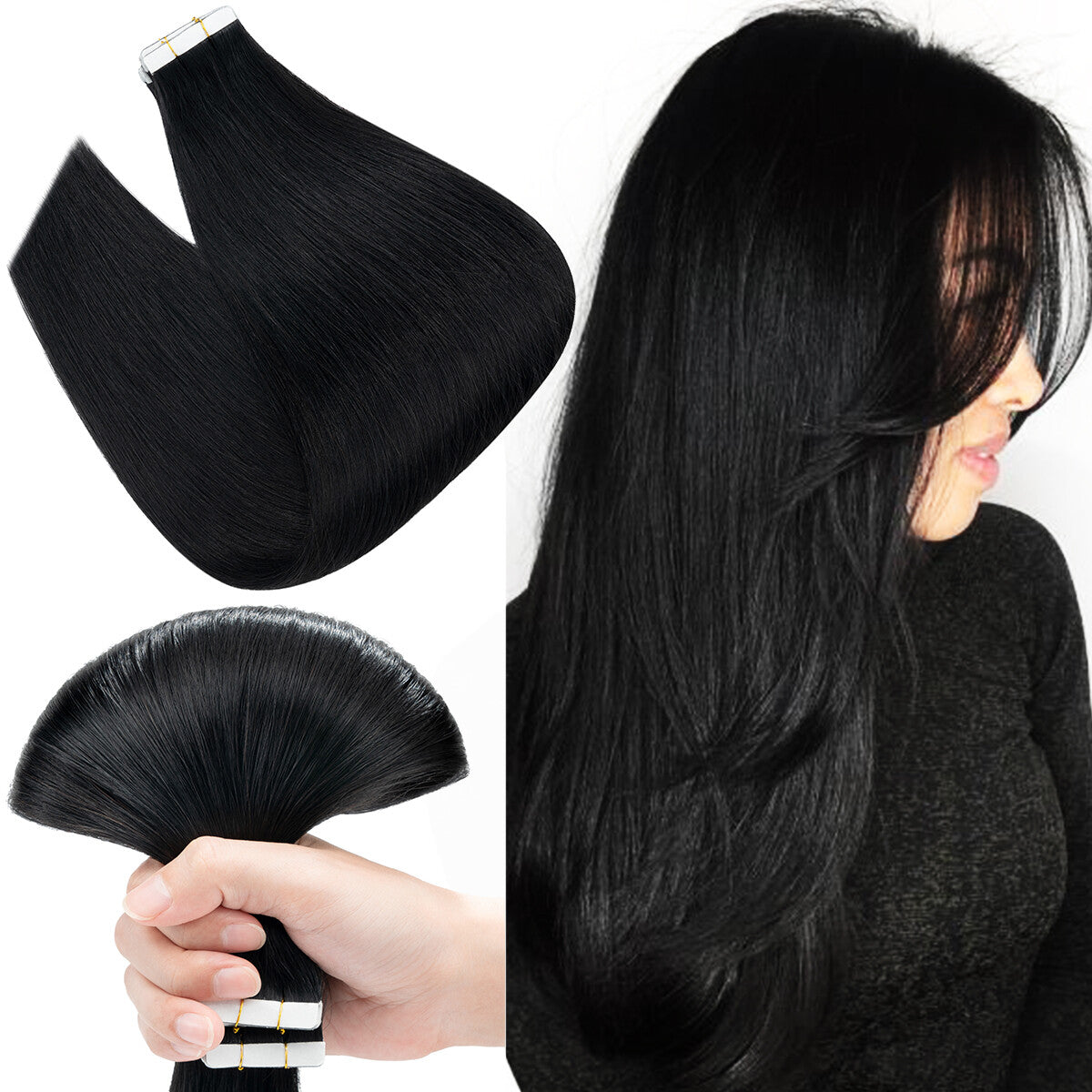 Remy Human Hair Tape-In Extensions Full Head 200g - Multiple Colors & Lengths