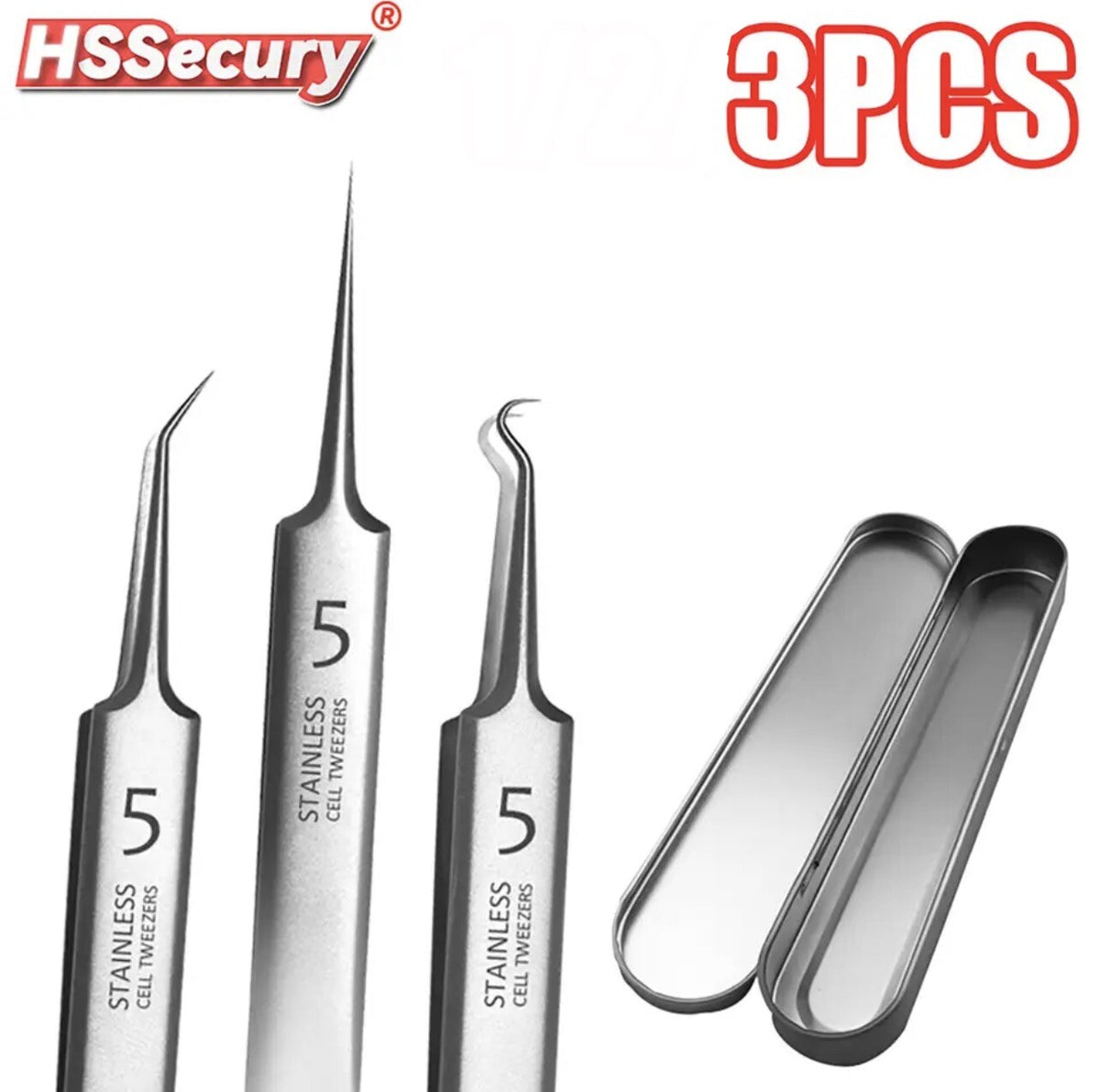 Blackhead Remover Tweezers 3-Piece Acne Pimple Extractor Kit with Case