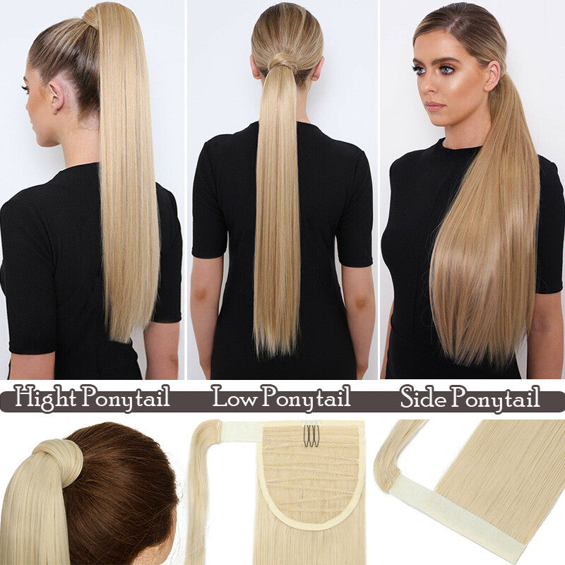 Clip-In Thick Hair Ponytail Extension - Real Human Hair, Various Lengths & Colors