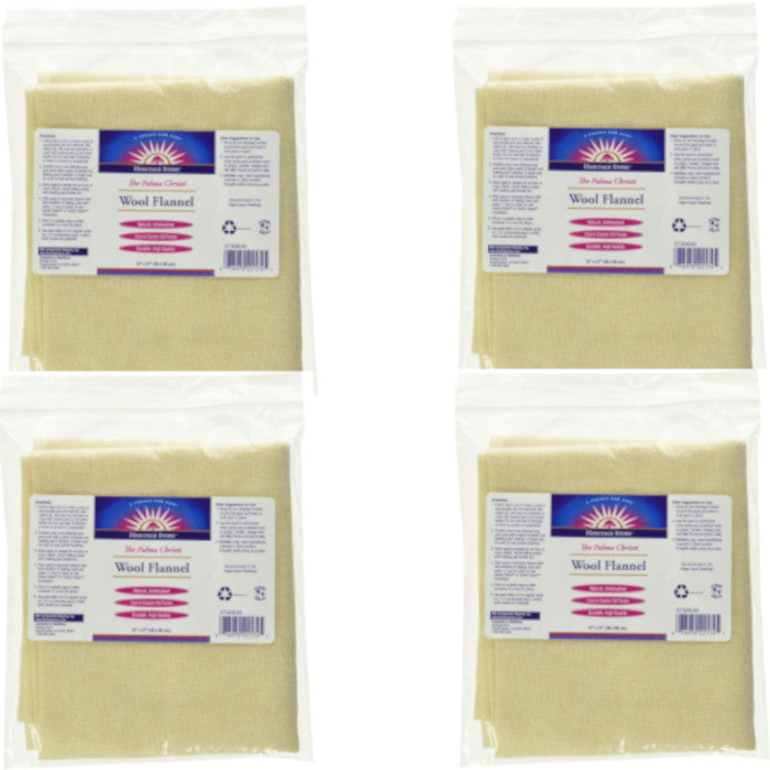 Wool Flannel Pack of 4 - 12x27 Inches for Castor Oil Therapy & Wellness