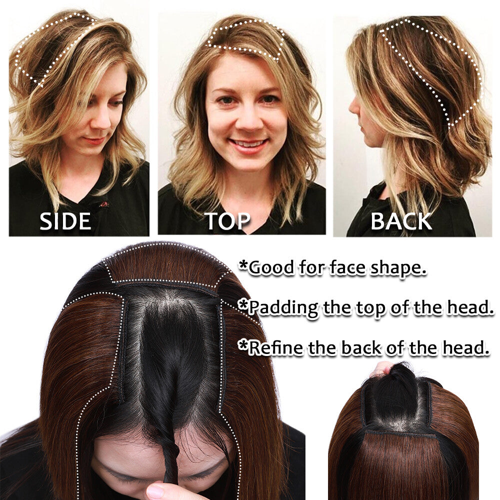 Clip-In Hair Extensions Human Hair Remy Topper & Patch Hairpiece