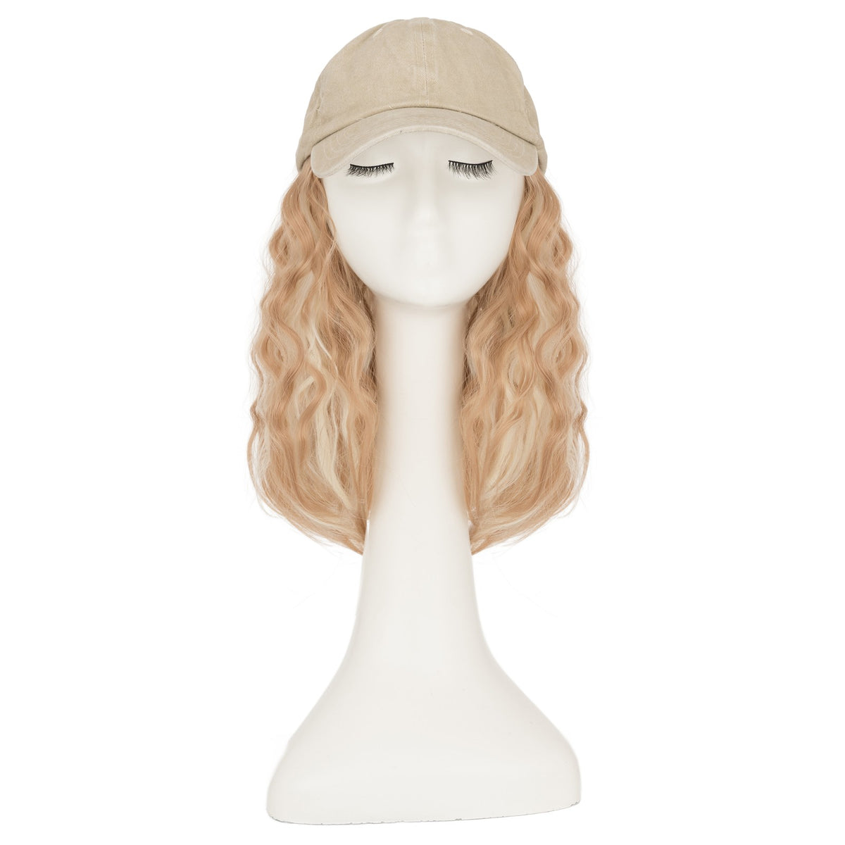 8-Inch Curly Baseball Cap with Synthetic Ponytail Hair Extensions - Natural Look