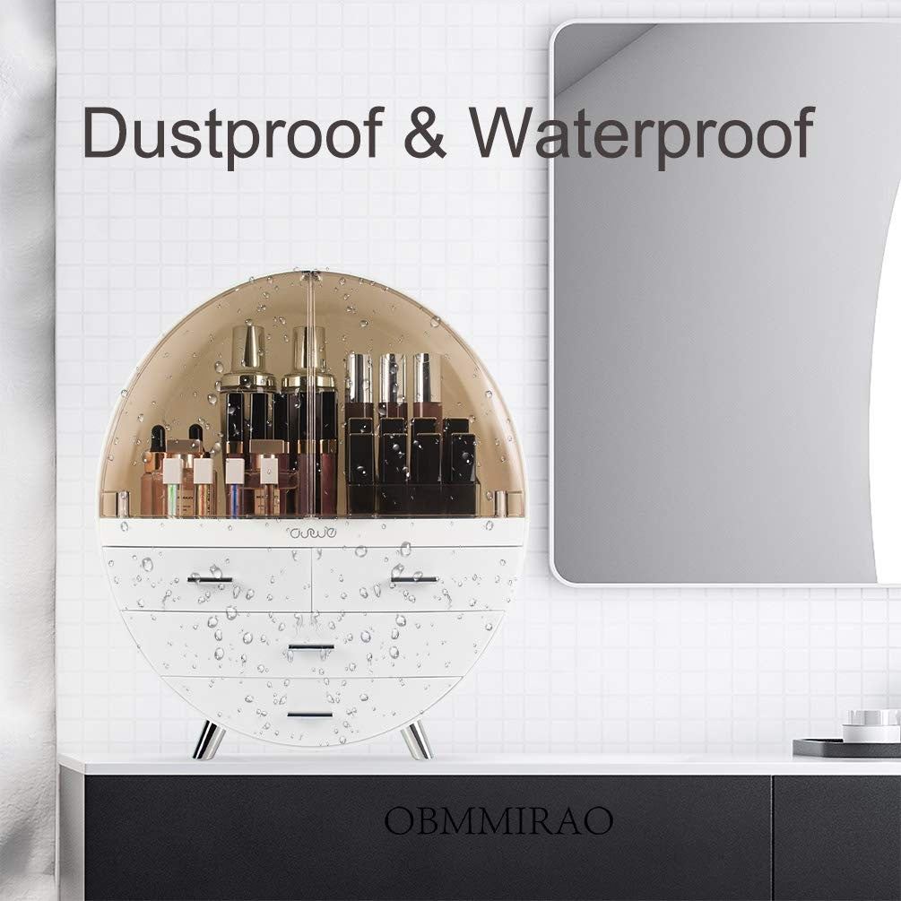 Large Waterproof Dustproof Makeup Storage Organizer Box - Elegant Design