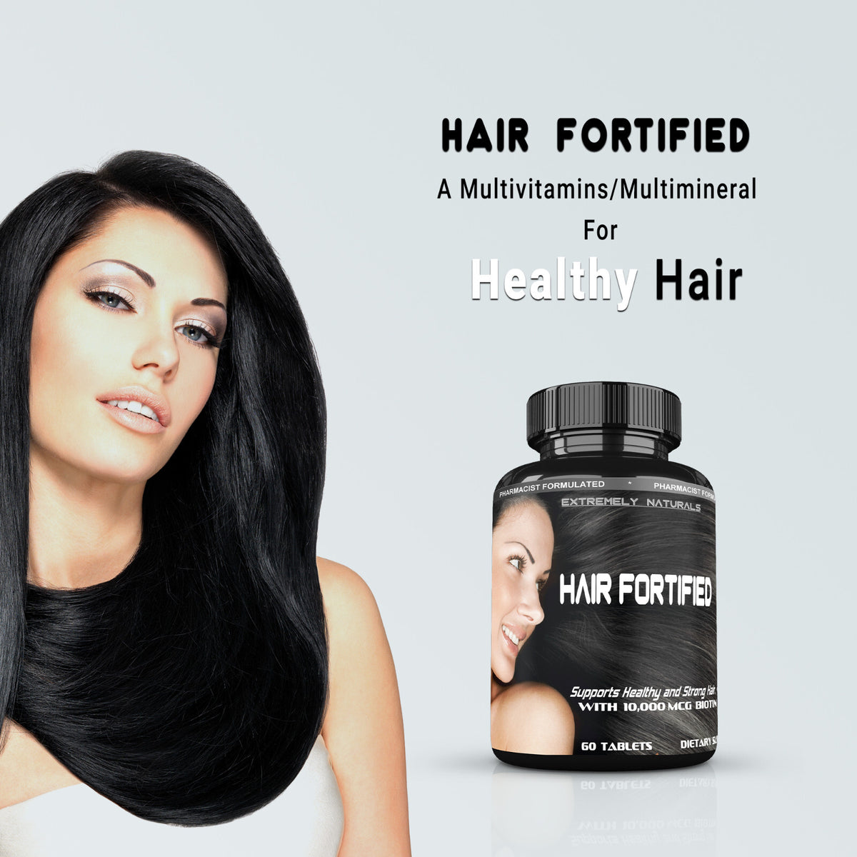 HAIR FORTIFIED Growth Product – Vitamins - Biotin 10000mcg | Keratin