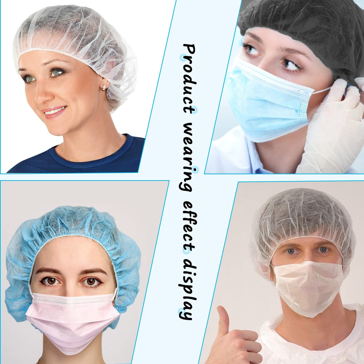 Disposable Bouffant Caps 100 Pcs,21inches Hair Net Black pcs,