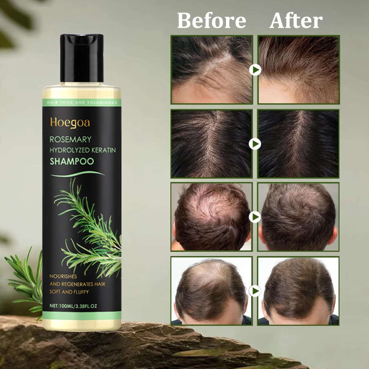 Rosemary Hair Growth Shampoo with Hydrolyzed Keratin for Thinning Hair - 100ML