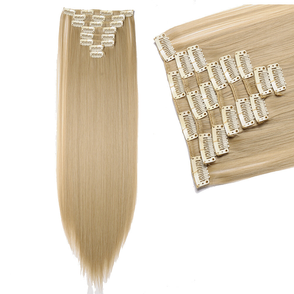 Clip-In Hair Extensions Full Head Ombre Highlight Synthetic Thick Hair 8-24 Inches