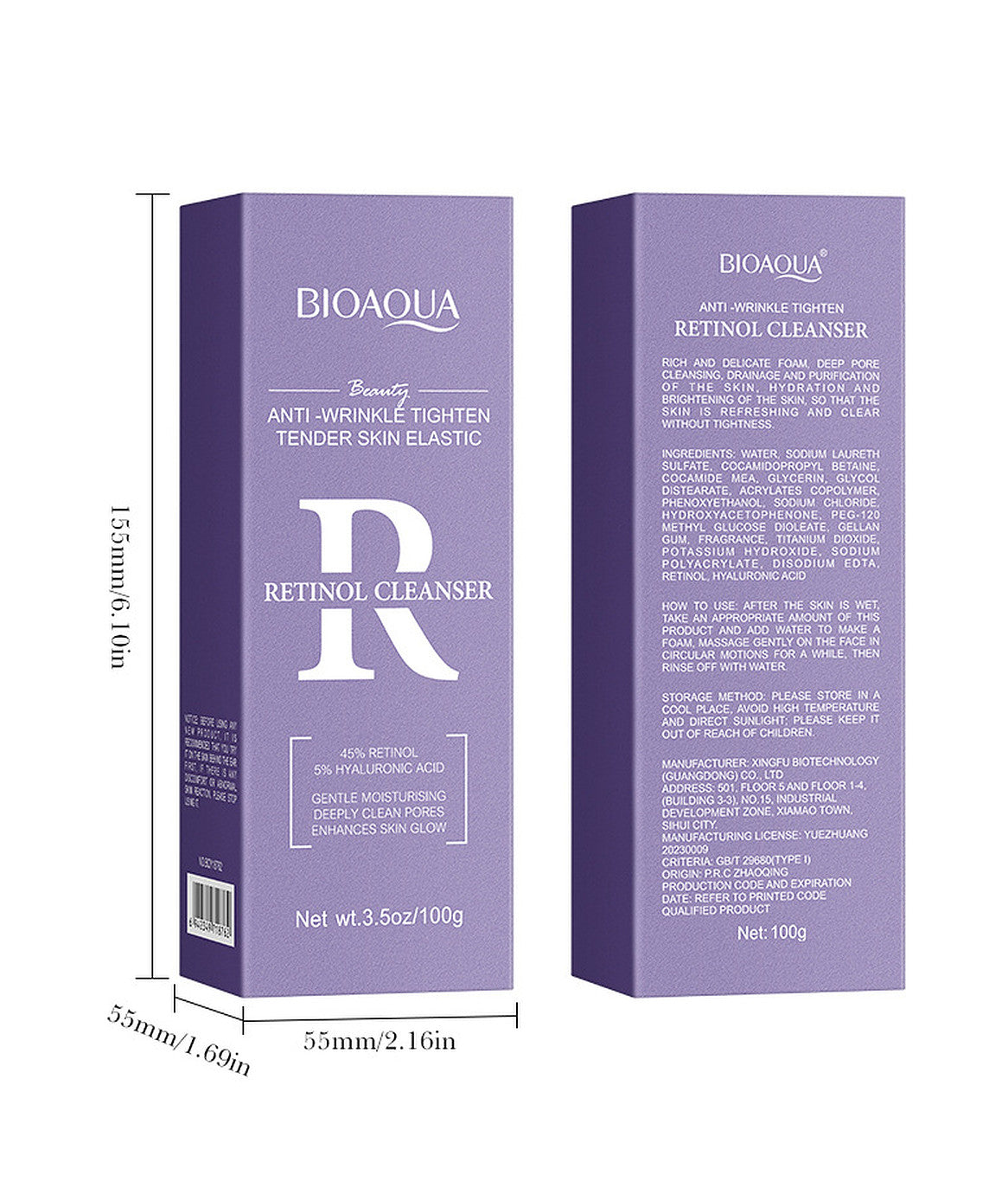 Retinol Facial Cleanser with Hyaluronic Acid - 100g Anti-Aging Skin Care
