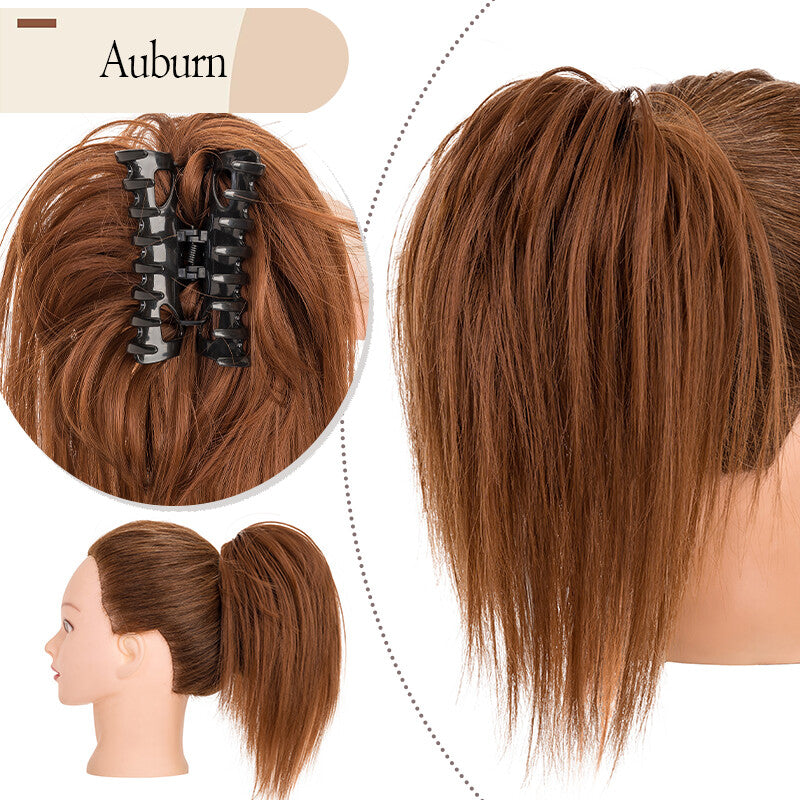 Bendable Clip-In Ponytail Hair Extension - Short 12-Inch Synthetic Bun