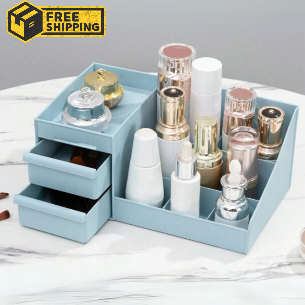 Makeup Desk Organizer with Drawers for Cosmetics Jewelry and Files