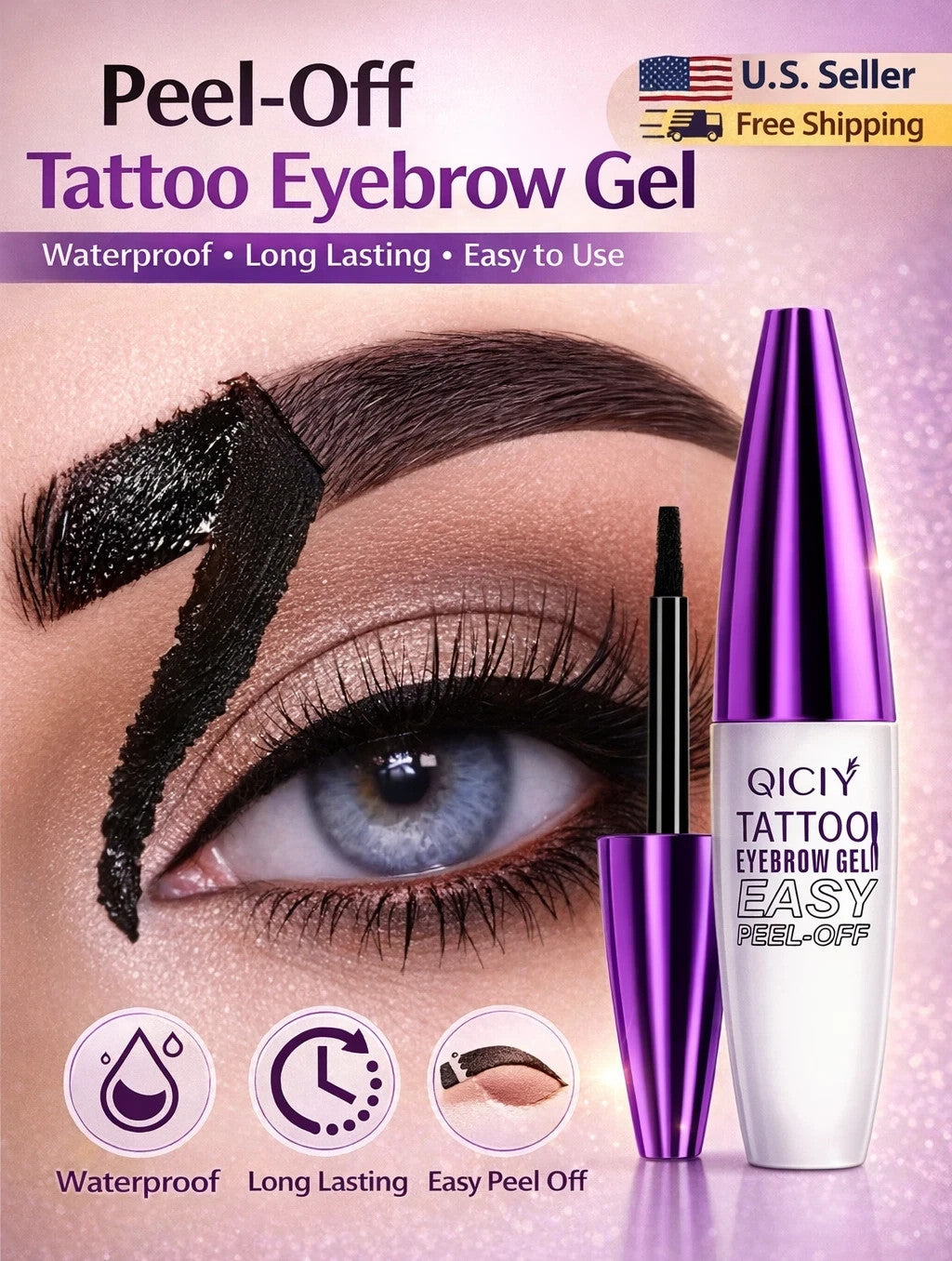 Waterproof Semi-Permanent Eyebrow Tint Gel - Long-Lasting Peel-Off Brow Color