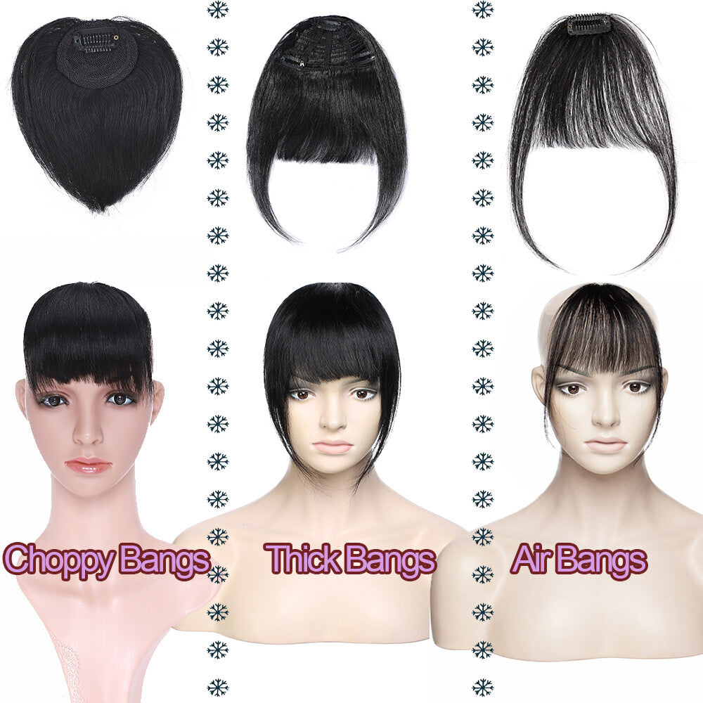 Clip-In Human Hair Bangs Extensions for Customizable Hairstyles