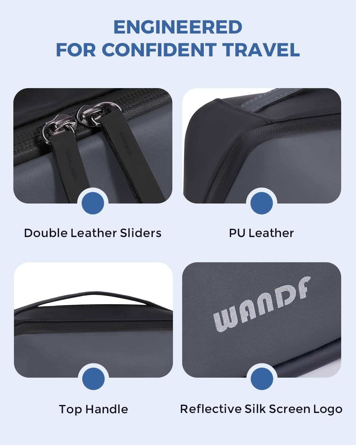 Waterproof Leather Toiletry Bag with Detachable Hanging Pouch - Travel Organizer for Men