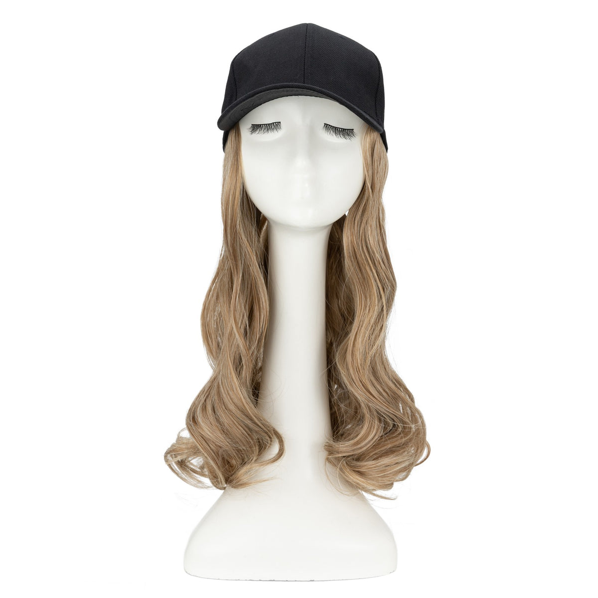 Women Baseball Cap Hat with Wavy Synthetic Hair Wig - Natural, Ombre