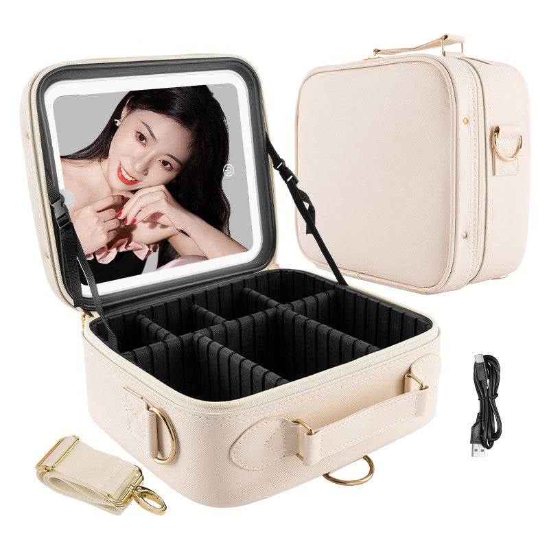 Portable Makeup Bag with LED Mirror Waterproof Travel Organizer