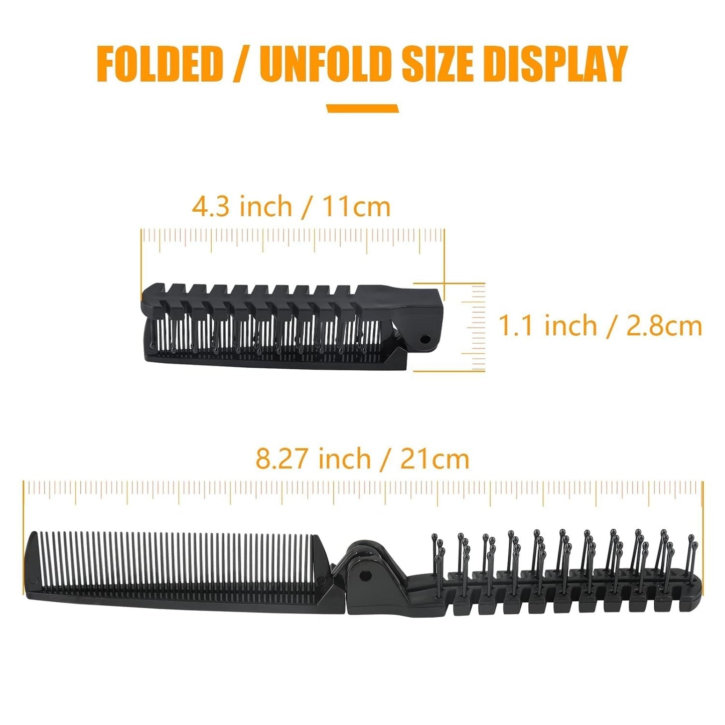 Travel Foldable Hair Brush Comb Set - Anti-Static Compact Hairbrush, 3-Pack