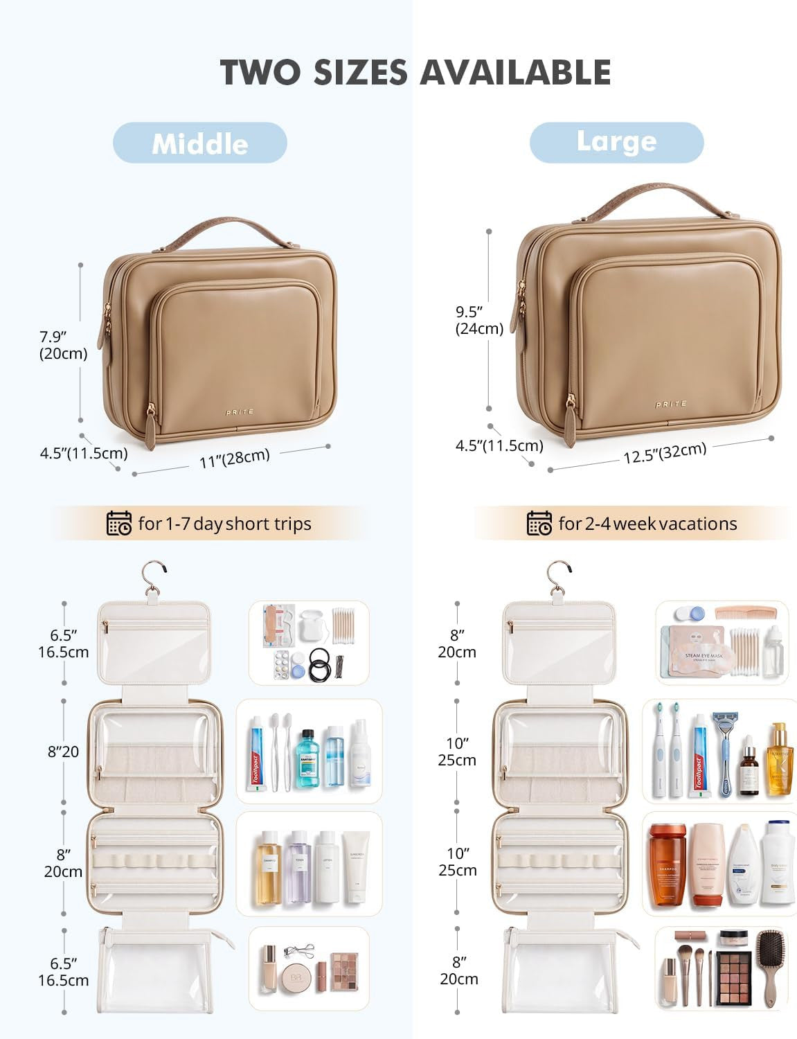 Waterproof Hanging Toiletry Bag for Women with Jewelry Organizer - Travel Makeup Organizer