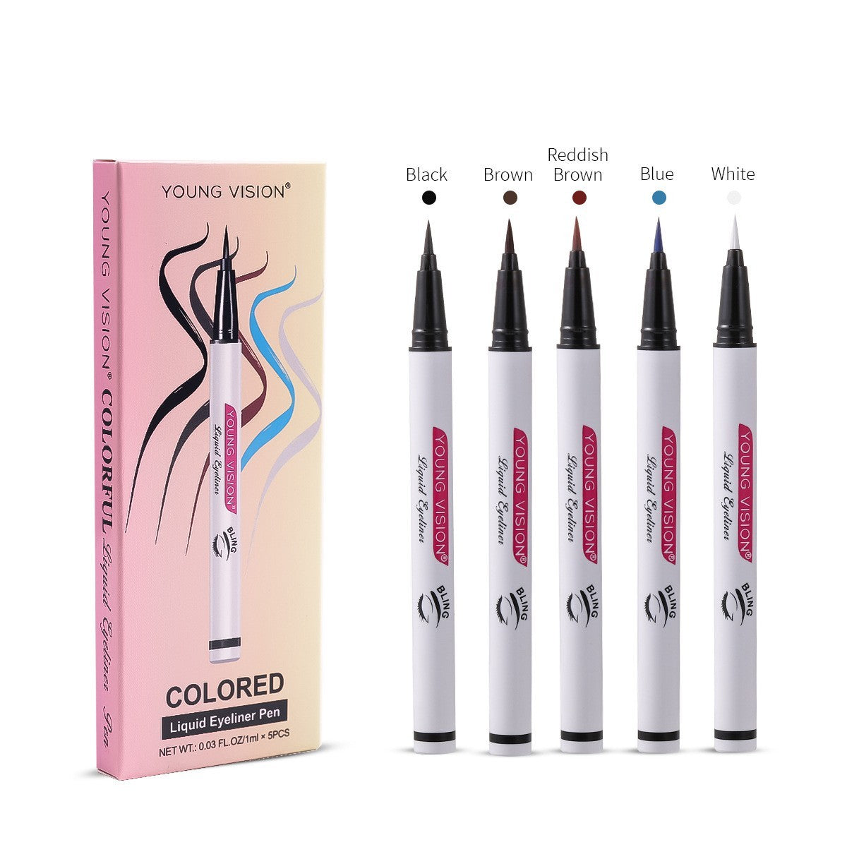 Liquid Eyeliner Set Matte Waterproof Smudge-Proof Long Lasting Eye Makeup 5 Pieces