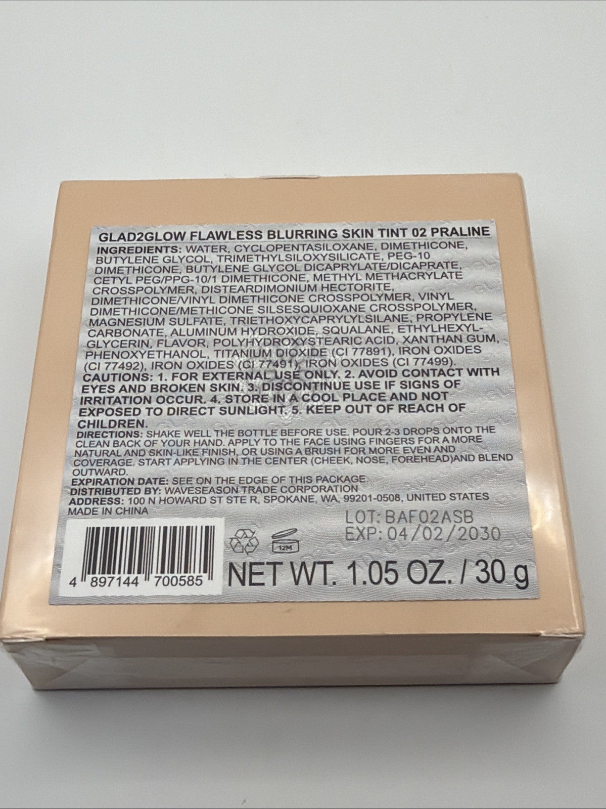 Glad2Glow Flawless Blurring Skin Tint High Coverage Lightweight 02 Praline