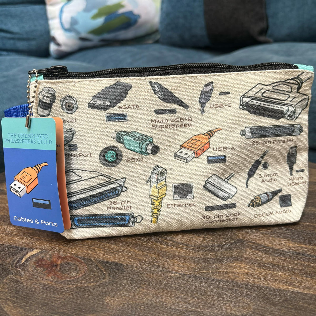Cable Management Pouch - 9 Inch Canvas Zipper Bag for Electronics Accessories