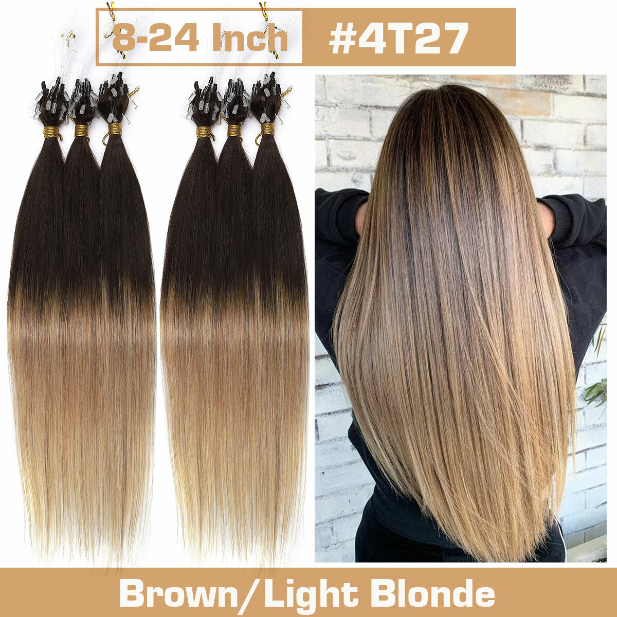 Thick Micro Loop Human Hair Extensions - Remy 100% Human Hair, Nano Beads, Multiple Lengths & Colors