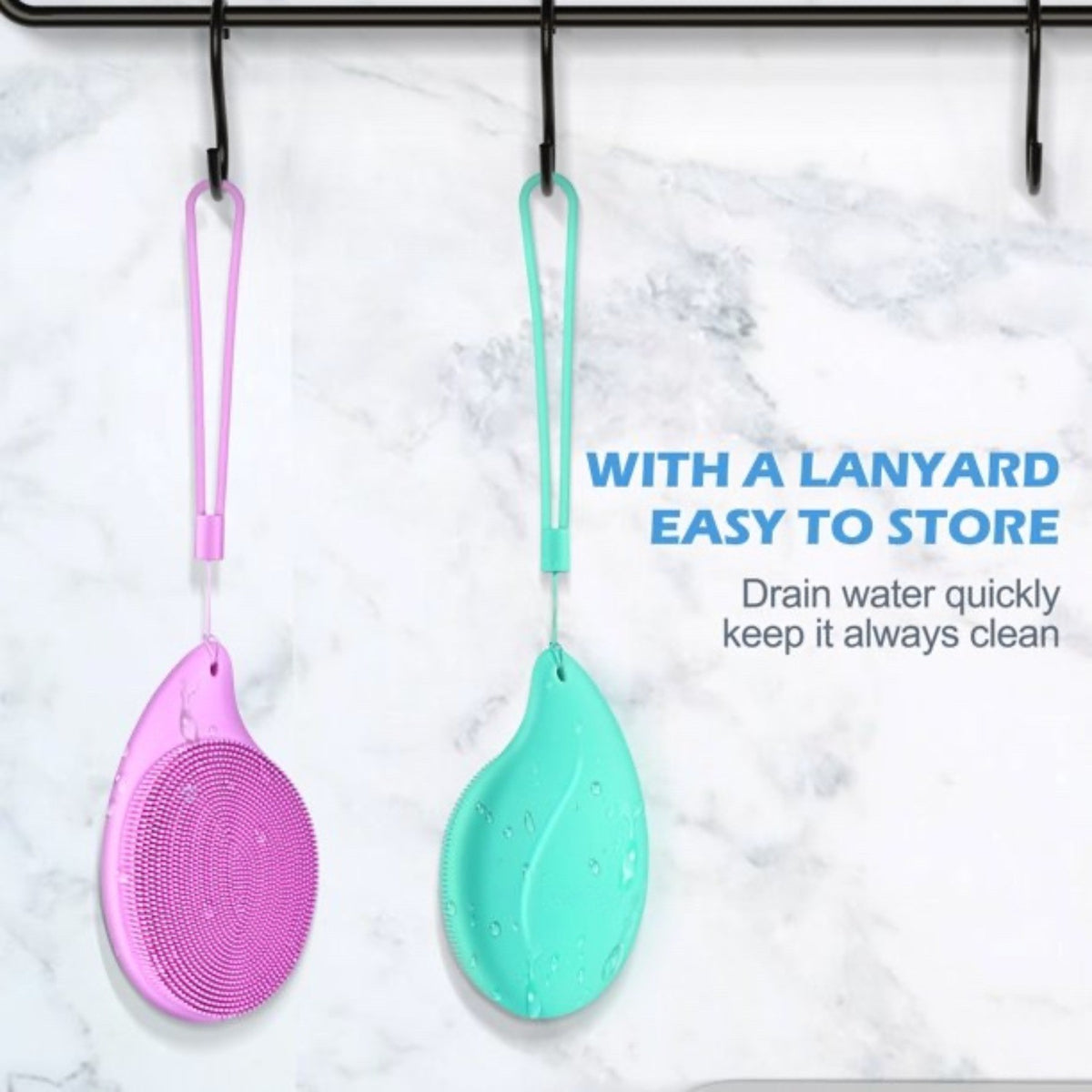 2PCS Soft Silicone Facial Cleansing Brush Face Scrubber Exfoliating