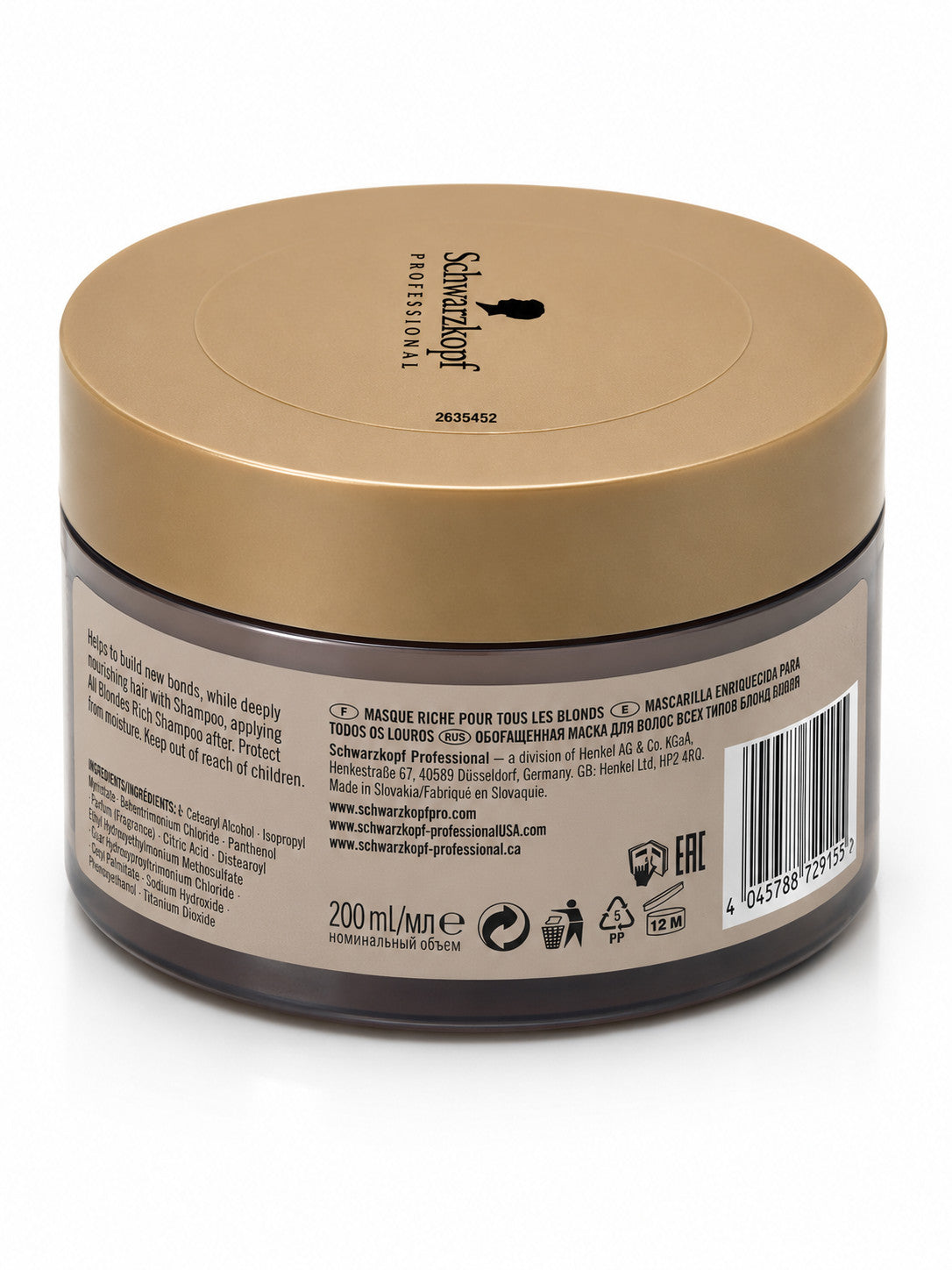 Blonde Hair Mask with Cashmere Protein Complex - Deep Nourishing Treatment for Coarse Blonde Hair