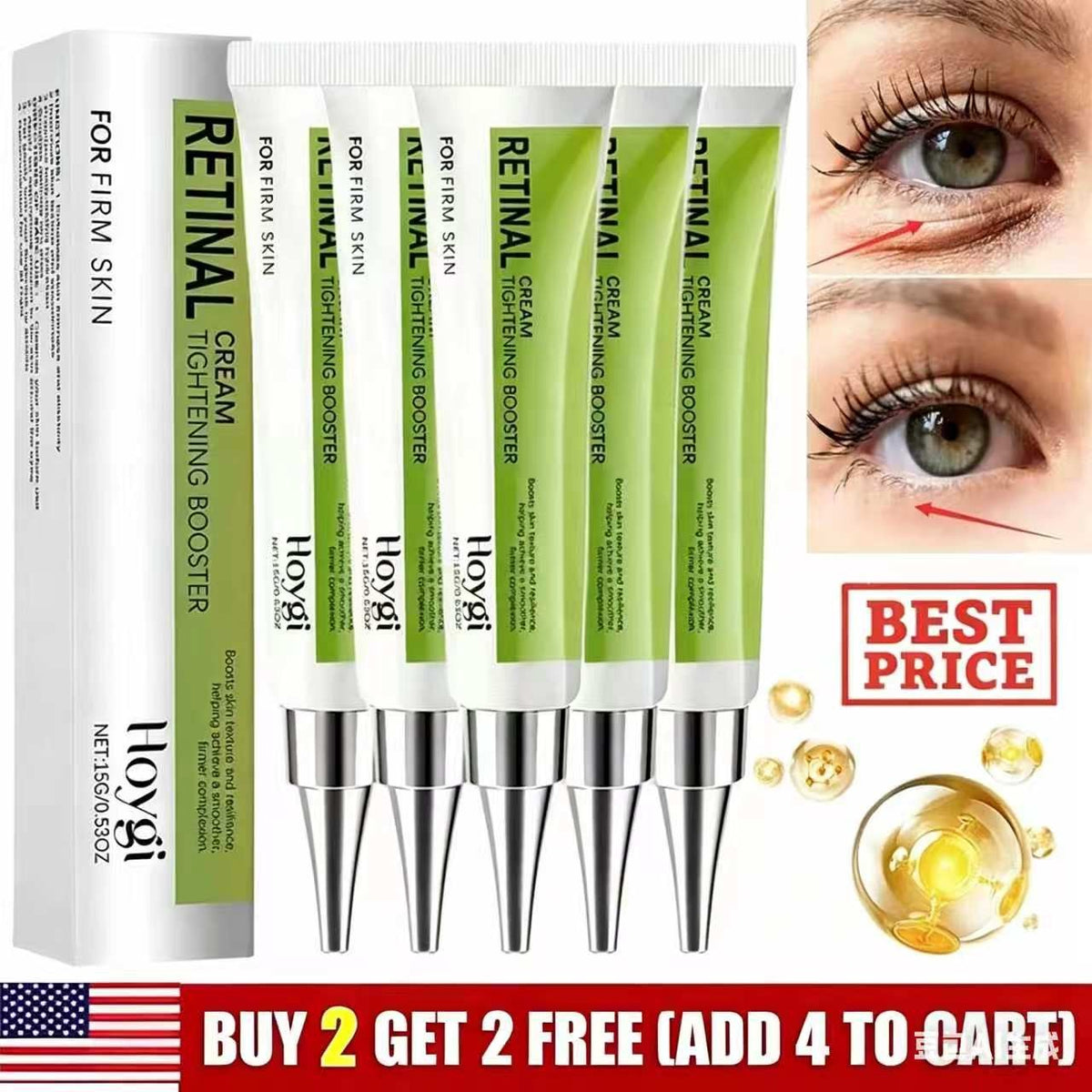 Retinol Eye Cream for Fine Lines Dark Spots & Wrinkles - 15g