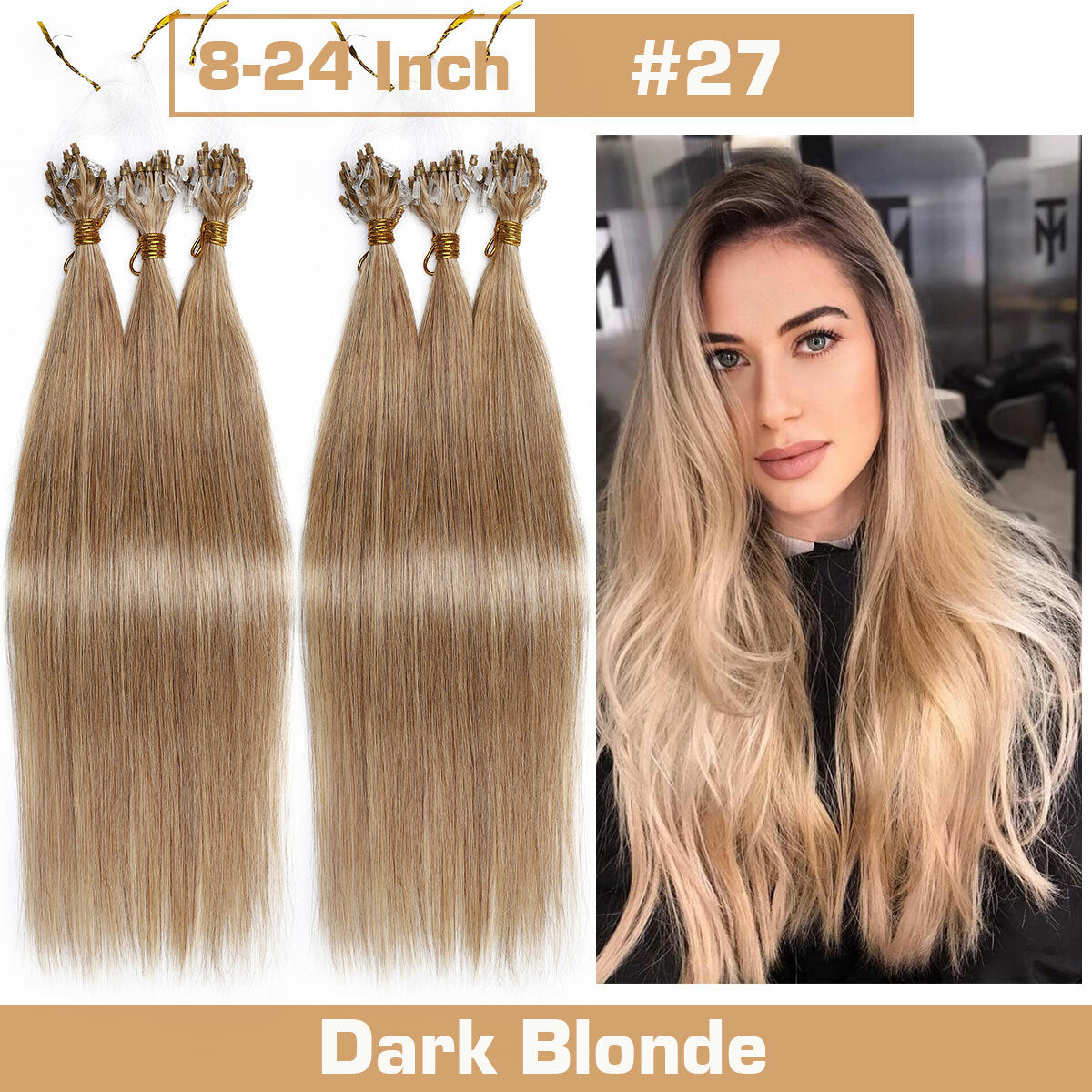 Thick Micro Loop Human Hair Extensions - Remy 100% Human Hair, Nano Beads, Multiple Lengths & Colors
