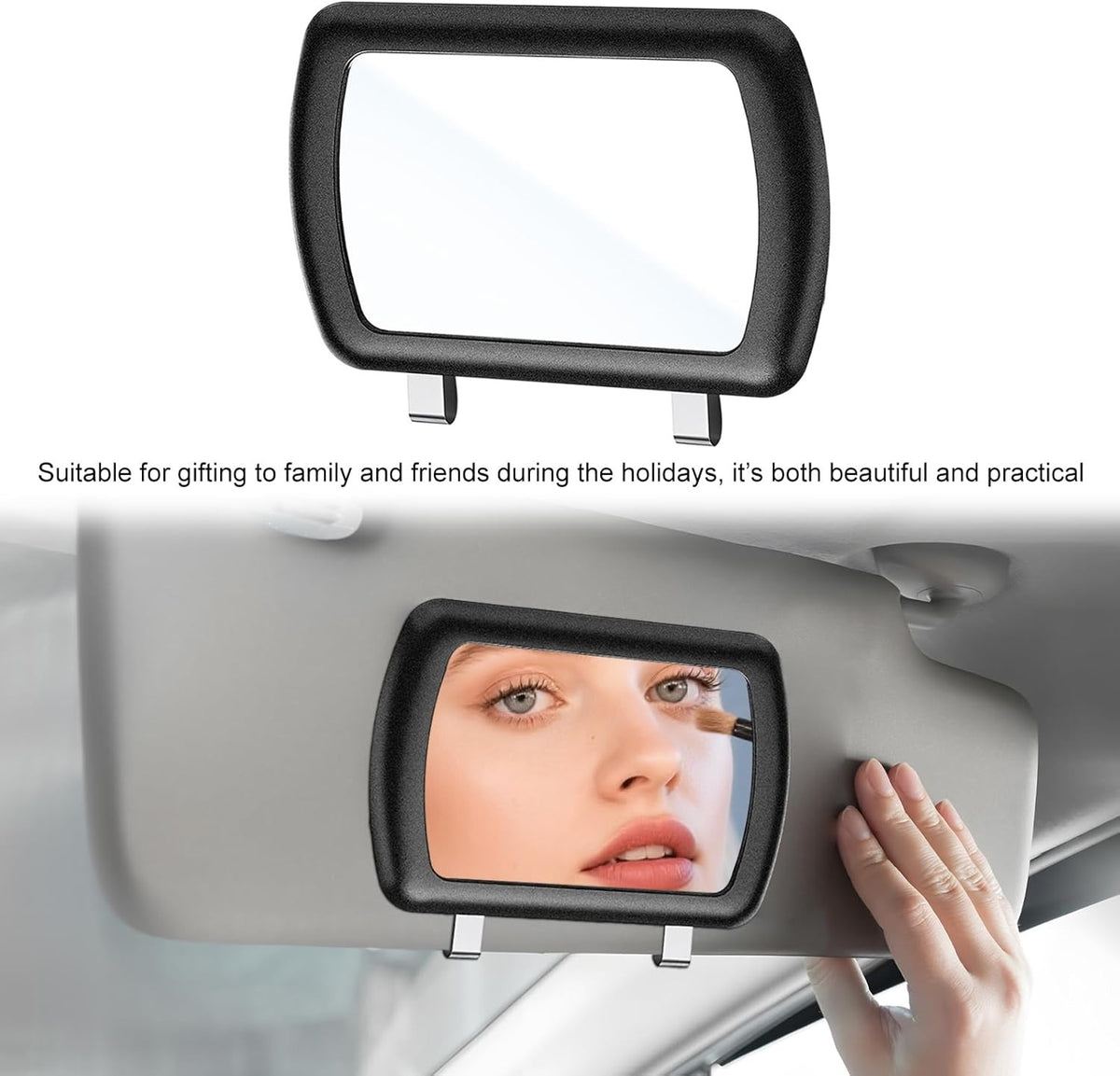 Car Sun Visor Vanity Mirror 6.57 x 4.33 Inches Clip-On Rear View Sun-Shading 2 Pack