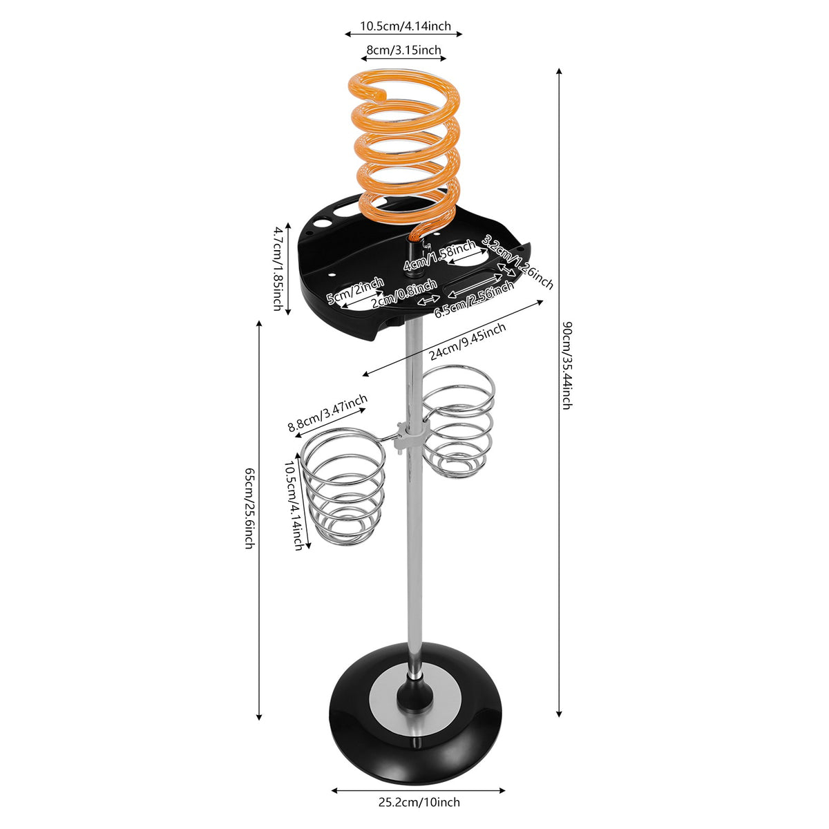 Hair Dryer Stand with Tray and Spiral Holder - Salon Styling Organizer
