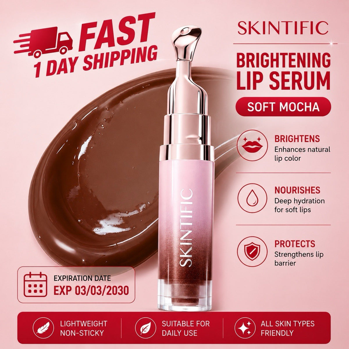 3 Pack Lip Serum Set - Brightening Peptide Hydrating Lip Treatment