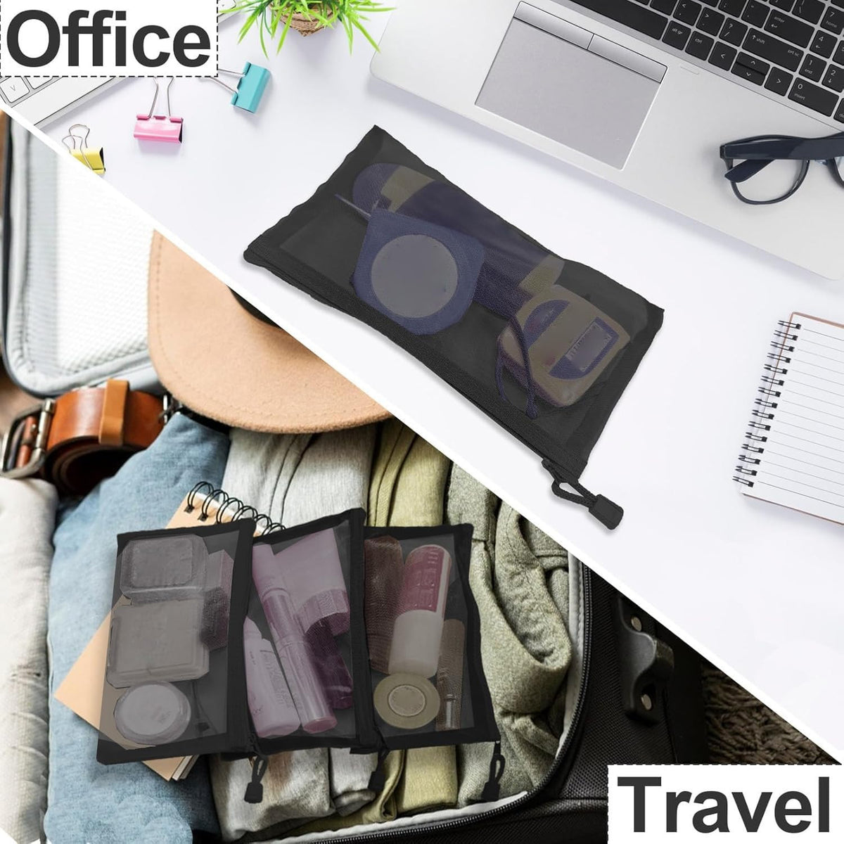 Mesh Makeup Bags with Zipper - Small Nylon Travel Cosmetic Pouches