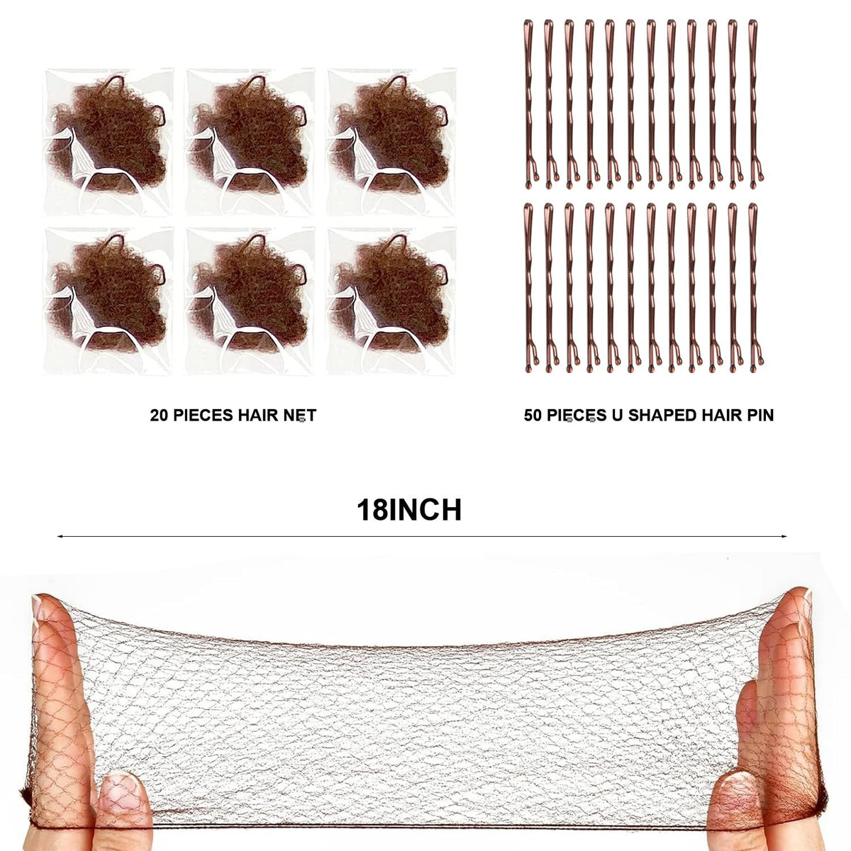 Hair Accessories Set for Buns: Nets Kit 1 Count (Pack of 70), Dark
