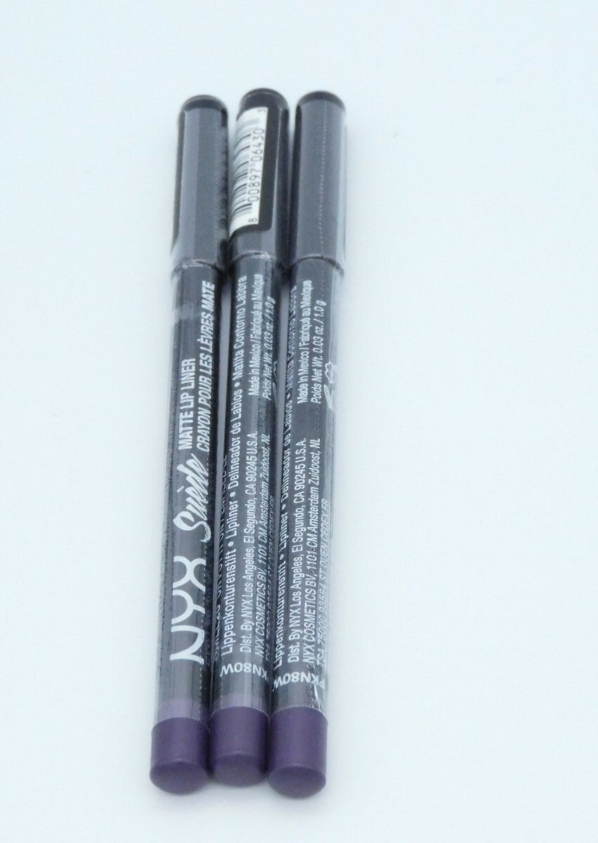 Set of 3 Purple Lip Liner Pencils - Matte Suede Lip Makeup - SMLL20