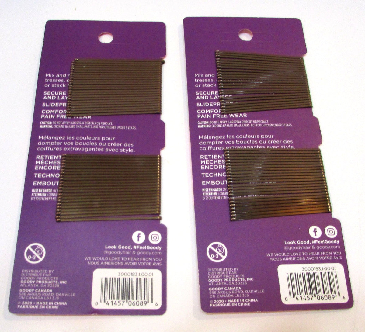 90 New Goody Slide Proof Bobby Pins 06089 (two packs 45)