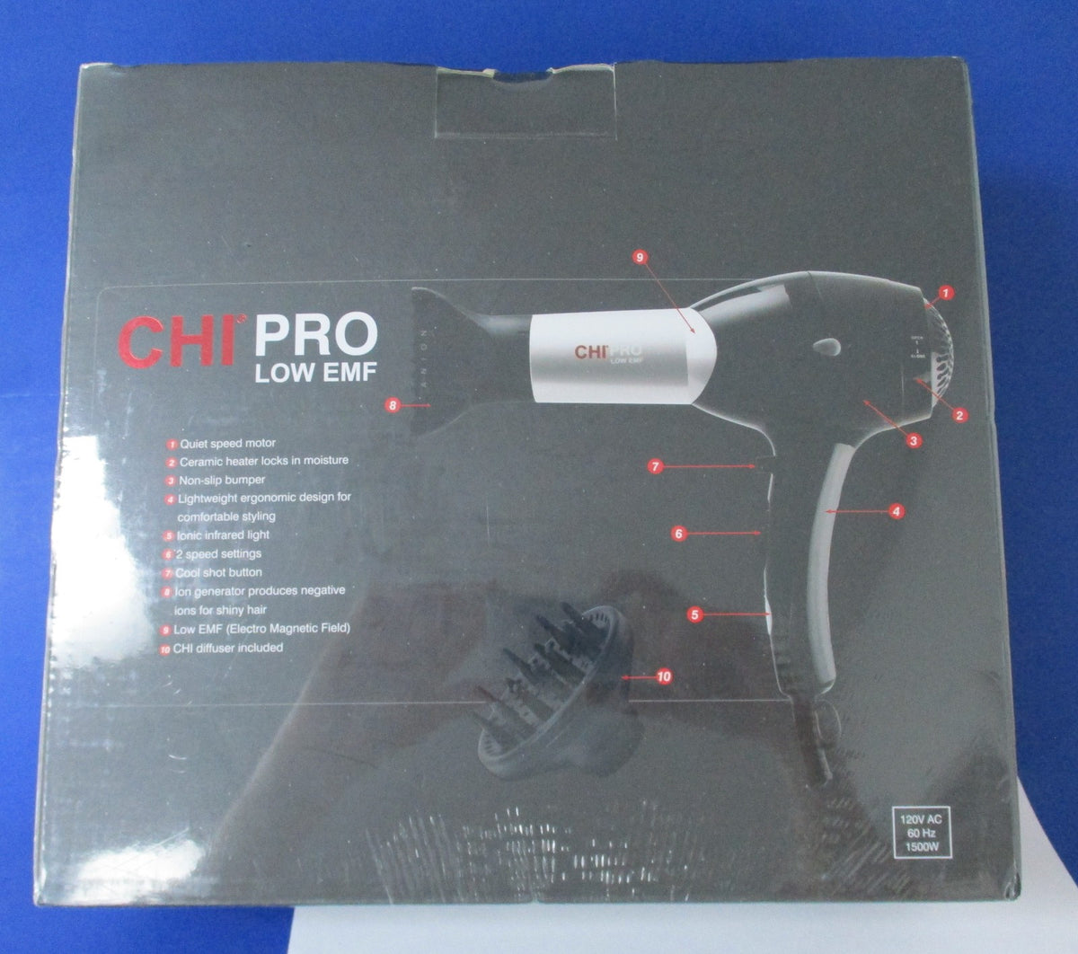 Professional Hair Dryer 1500W with Diffuser - Low EMF Styling Tool