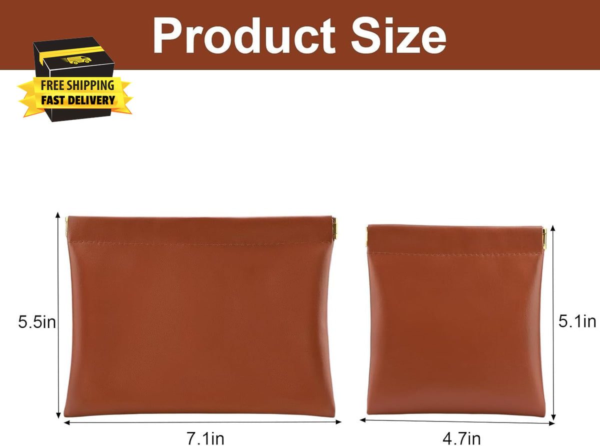 Waterproof PU Leather Purse Organizer Pouches - 2-Pack Small Cosmetic Bags