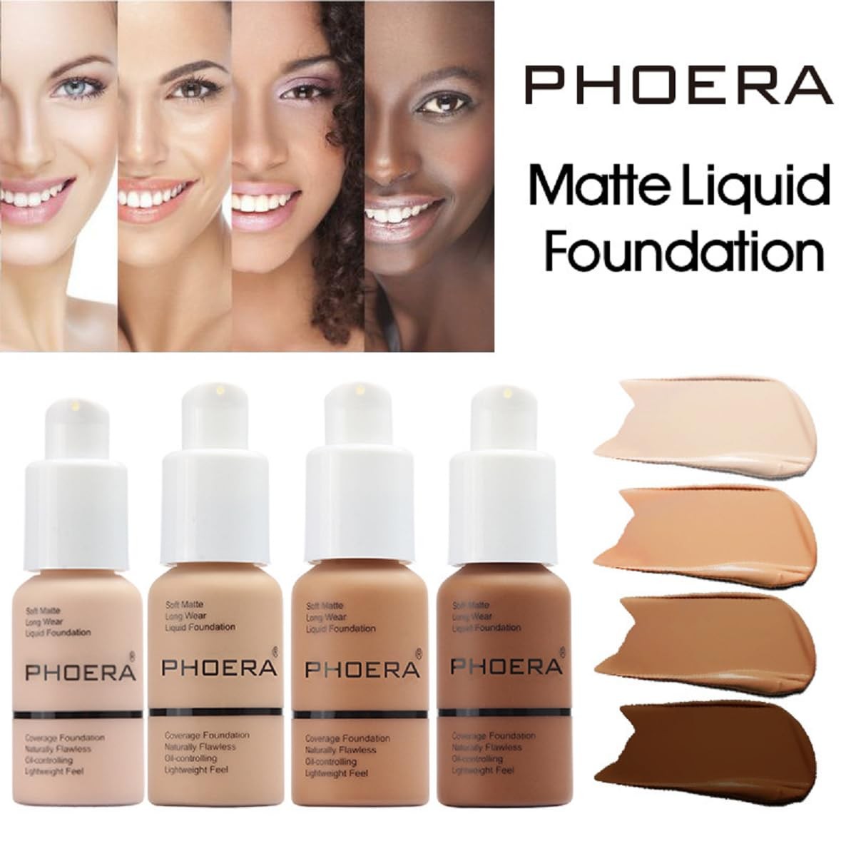 2 Pack Liquid Foundation for Women, Full Coverage Matte Face Makeup