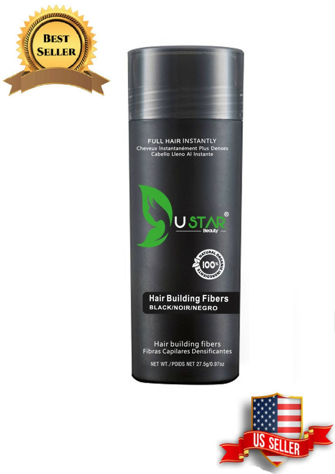 Ustar BLACK Hair Building Fibers 0.97oz Free Shipping