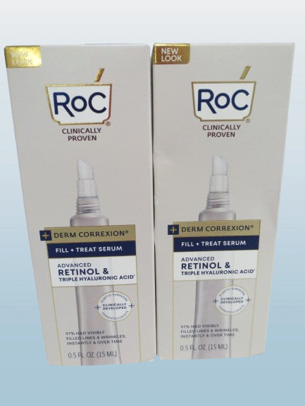 RoC Fill + Treat Serum with Advanced Retinol and Triple Hyaluronic Acid – 0.5 oz, 2-Pack