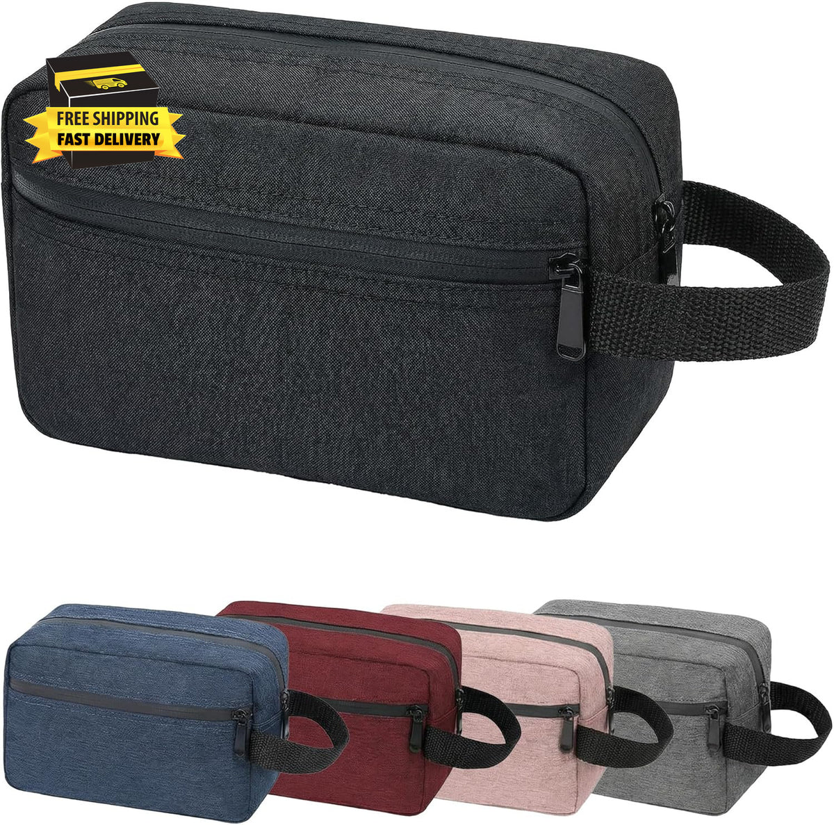 Water-Resistant Travel Toiletry Bag for Men & Women, Small Cosmetic Organizer