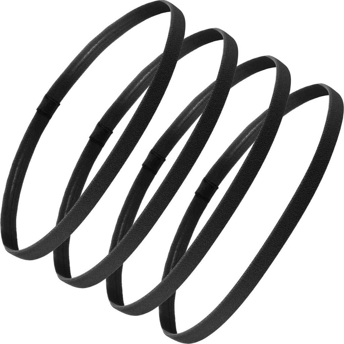 Bememo 4 Pieces Thick Non-Slip Elastic Sport Count (Pack of 1), Black