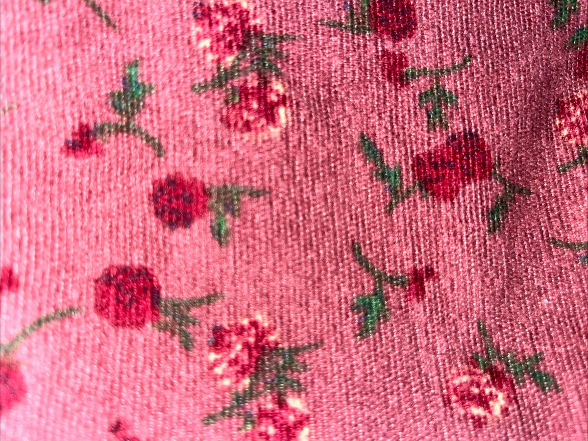 Corduroy Makeup Bag 7x10x2 Inches - Burgundy Rose Pouch with Zip