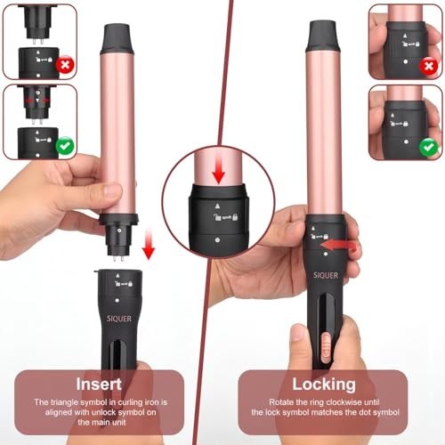 3-in-1 Ceramic Curling Wand Set with Interchangeable Barrels - Fast Heating