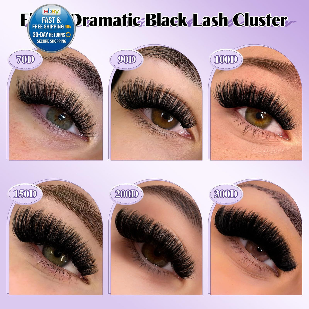 False Eyelash Clusters Thick 200D, 1 Pack – Fluffy Wispy D Curl Lashes