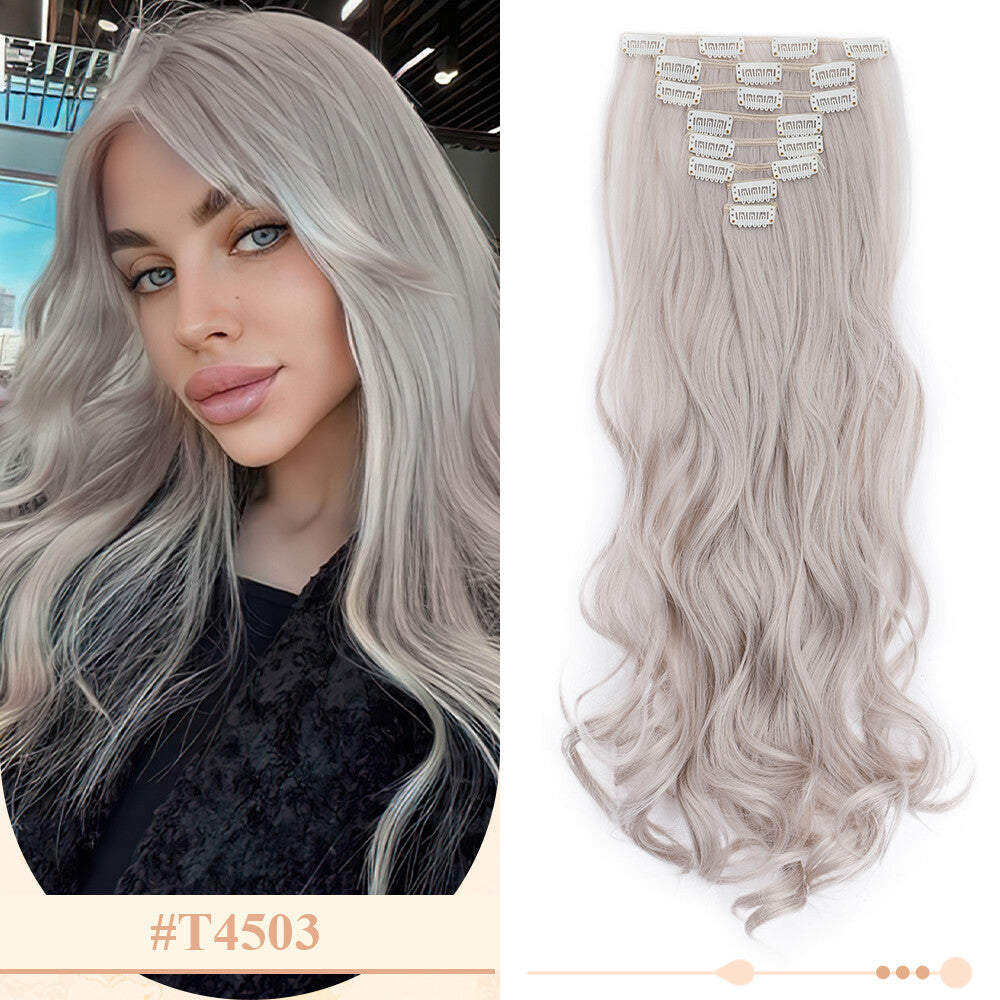 Clip-In Hair Extensions Full Head Ombre Highlight Synthetic Thick Hair 8-24 Inches