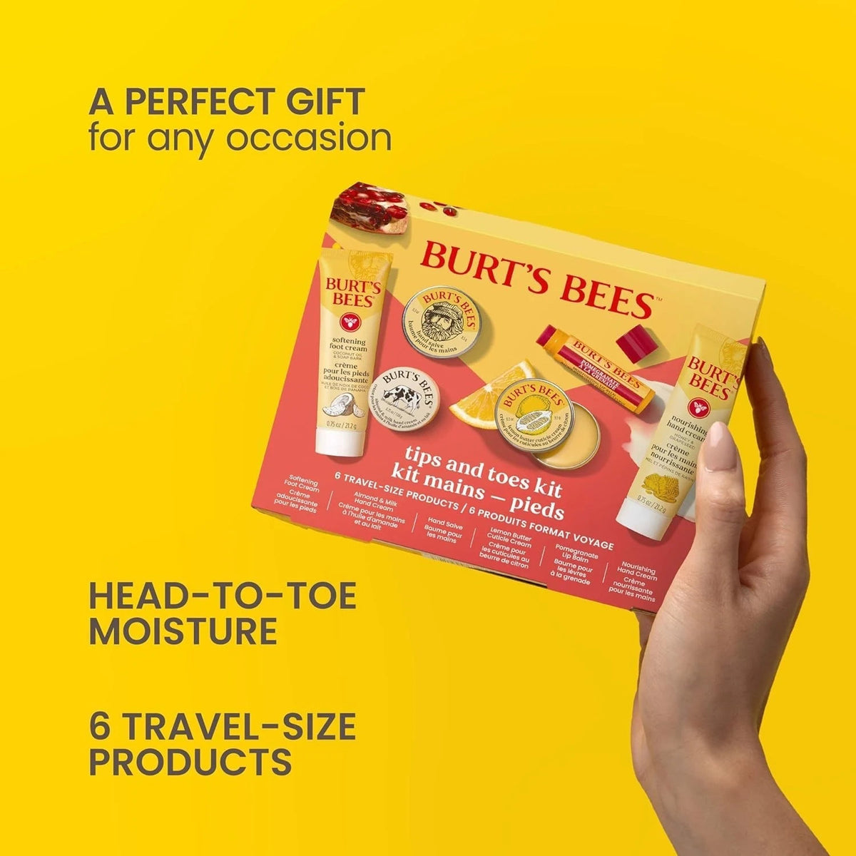 Burt's Bees Tips and Toes Skincare Gift Set - Travel Size 6-Piece Kit