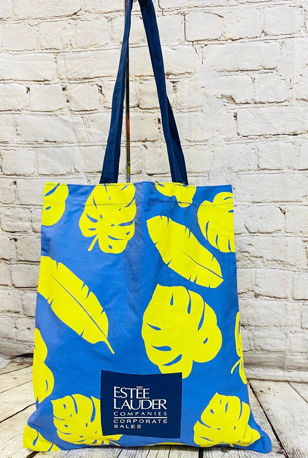 Estee Lauder Printed Tote Bag Yellow Blue New Authentic